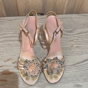 Valentino Women's Beige Embellished Heels. Vintage and need TLC